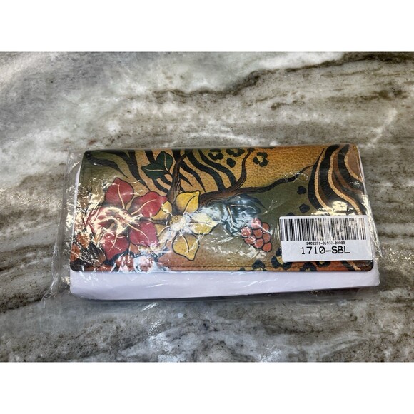 Anuschka Women's Wallet Floral Leopard Tiger Design Trifold Credit Bills Coins - Picture 6 of 11